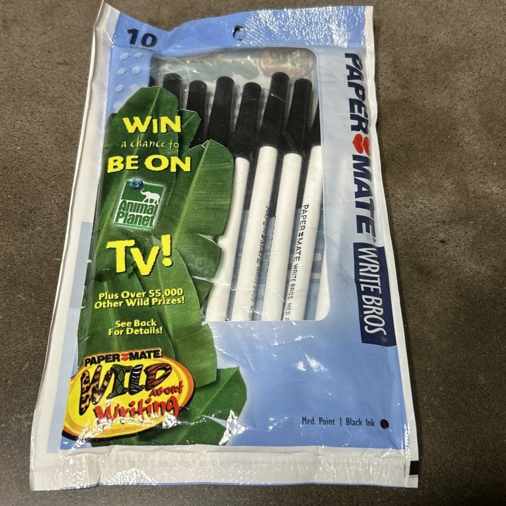 Vintage 2002 Paper Mate Write Bros 10 Black Ink Medium Ballpoint Pens New Sealed